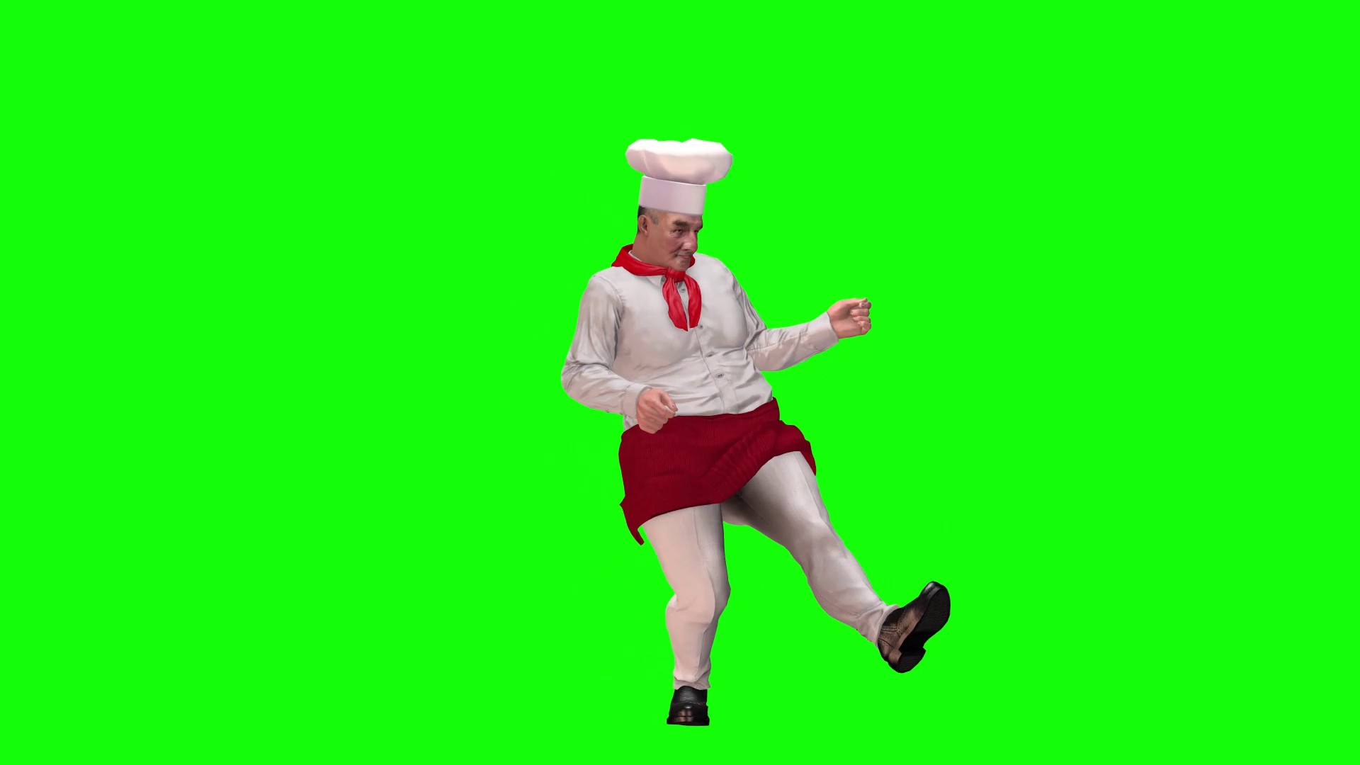 Fat Chef Uncle Dancing Fun in Green Chromakey