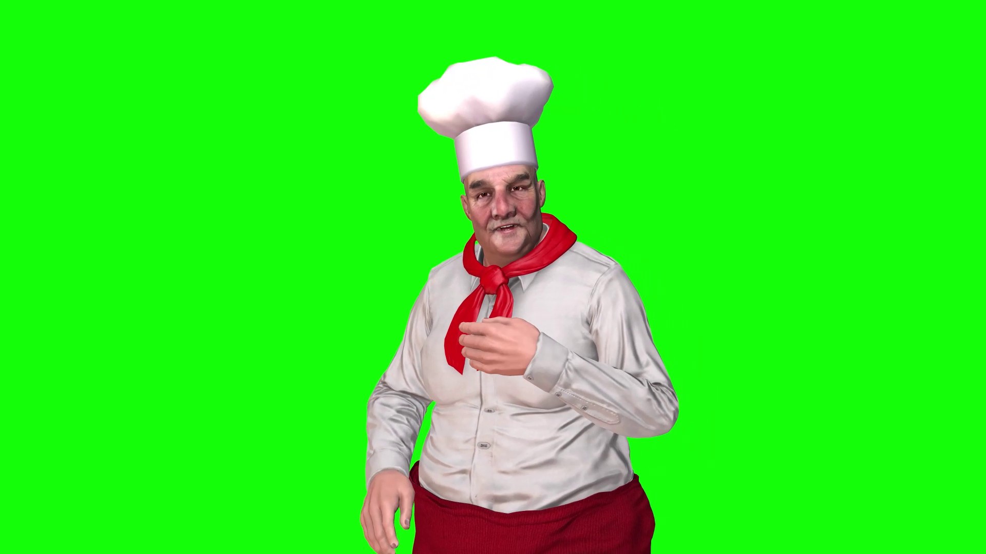 Fat Chef Uncle Dancing Fun in Green Chromakey