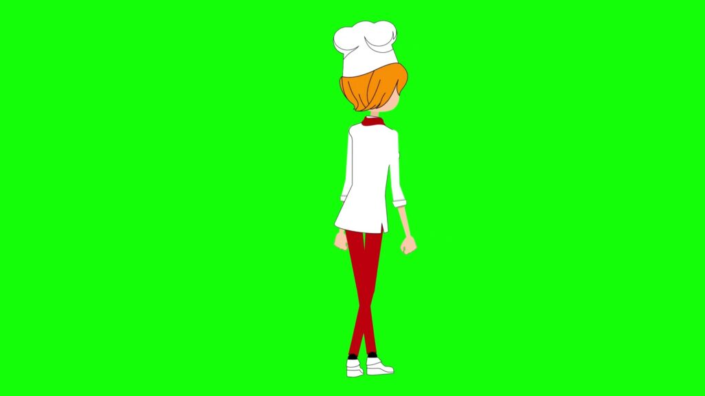 Woman turn pose side pose cooking chef